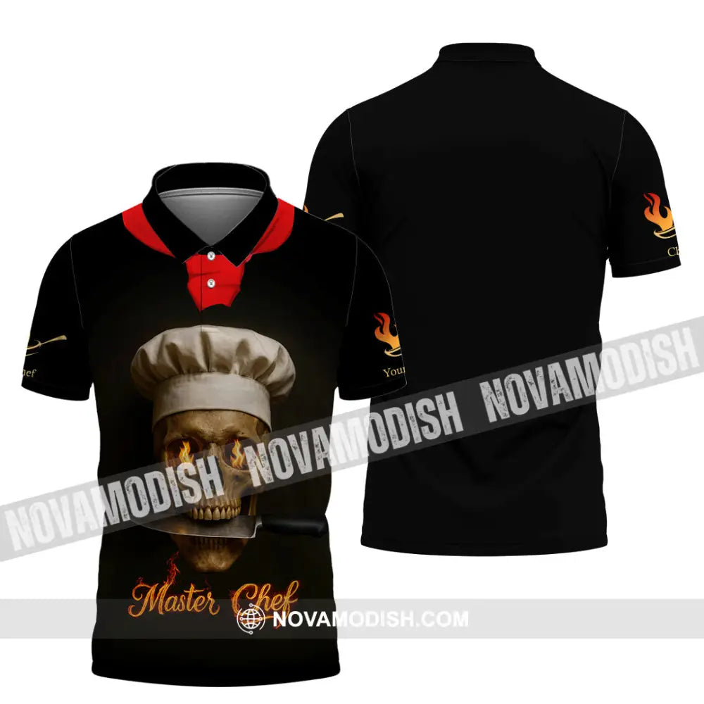 Unisex Shirt - Custom Fire Skullcap Master Chef Shirt Polo Shirt / S T-shirt