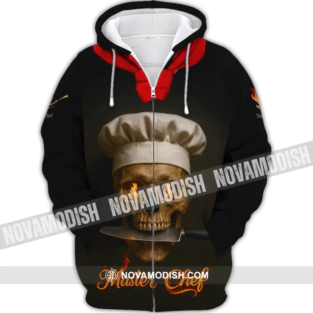 Unisex Shirt - Custom Fire Skullcap Master Chef Shirt Zipper Hoodie / S T-shirt