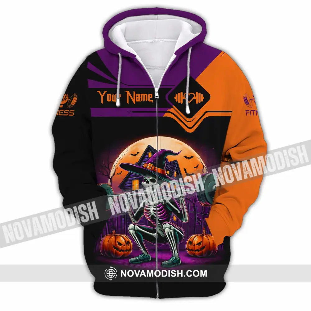 Unisex Shirt - Custom Fitness Weightlifting Halloween Sport Shirt Zipper Hoodie / S T-shirt