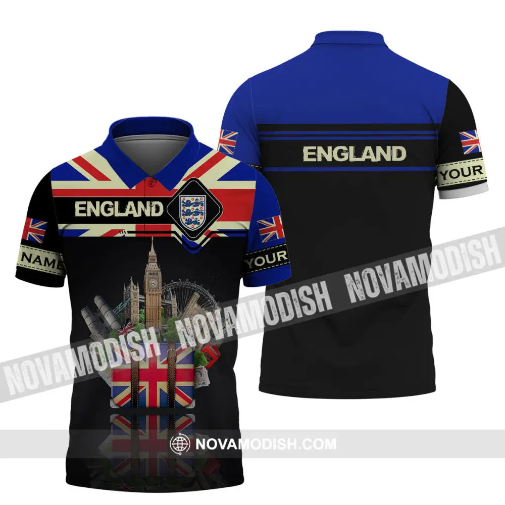 Unisex Shirt - Custom Football Name T-Shirt England Tourist Destinations Shirt Polo Shirt / S T-shirt