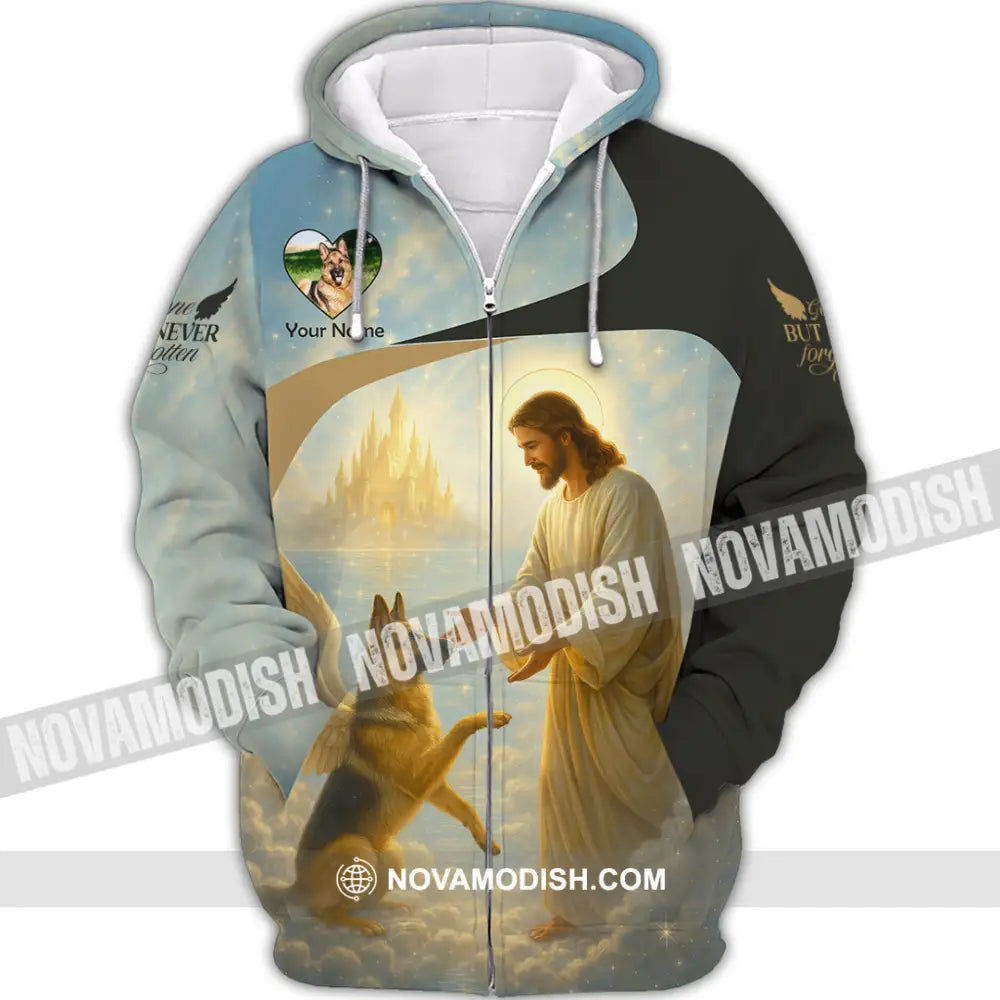 Unisex Shirt - Custom German Shepherd Gone But Never Forgotten Shirt Zipper Hoodie / S T-shirt