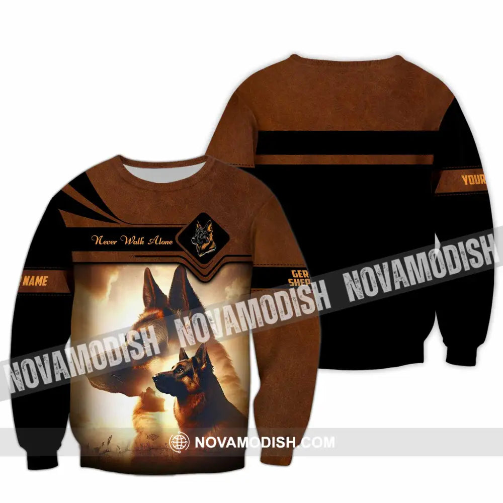 Unisex Shirt - Custom German Shepherd Never Walk Alone Shirt Long Sleeve / S T-shirt