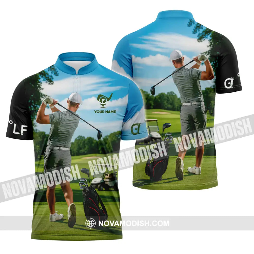 Unisex Shirt - Custom Golf Man Shirt Zipper Polo Shirt / S T-shirt