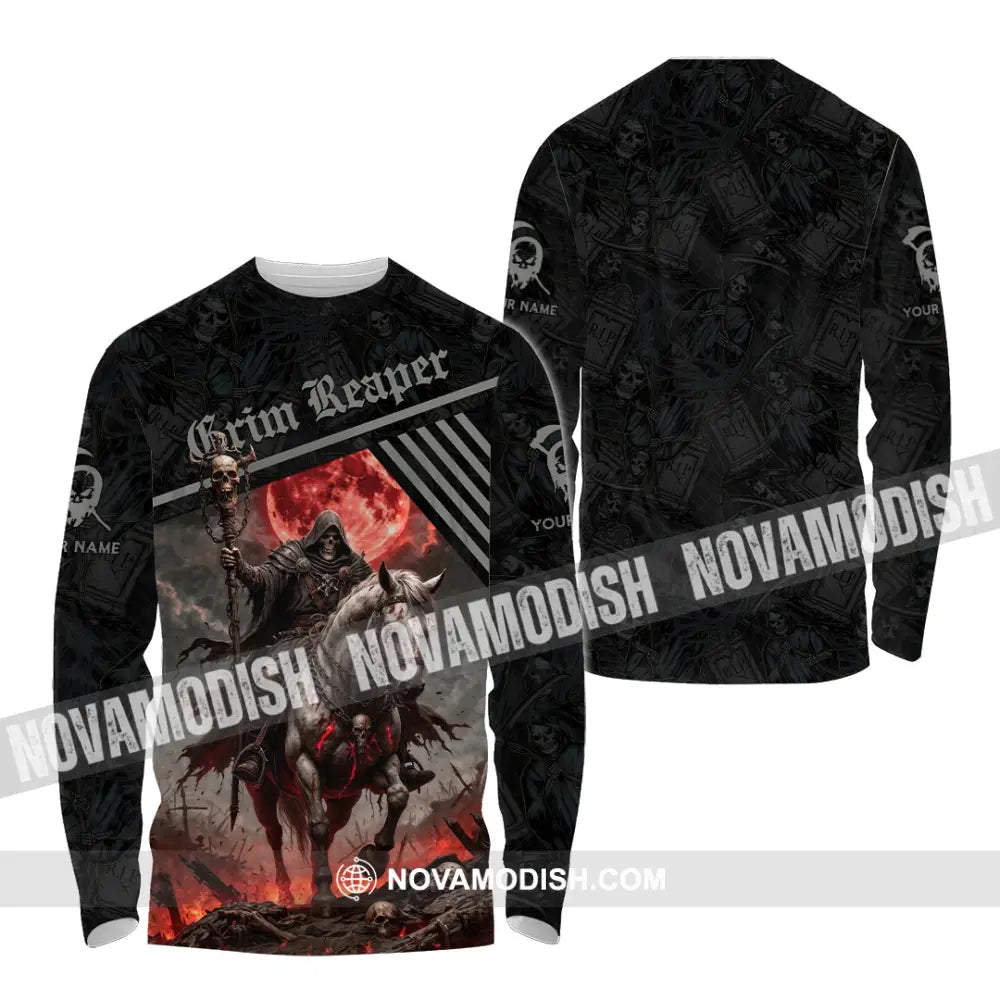 Unisex Shirt - Custom Grim Reaper Shirt Long Sleeve Shirt / S T-shirt