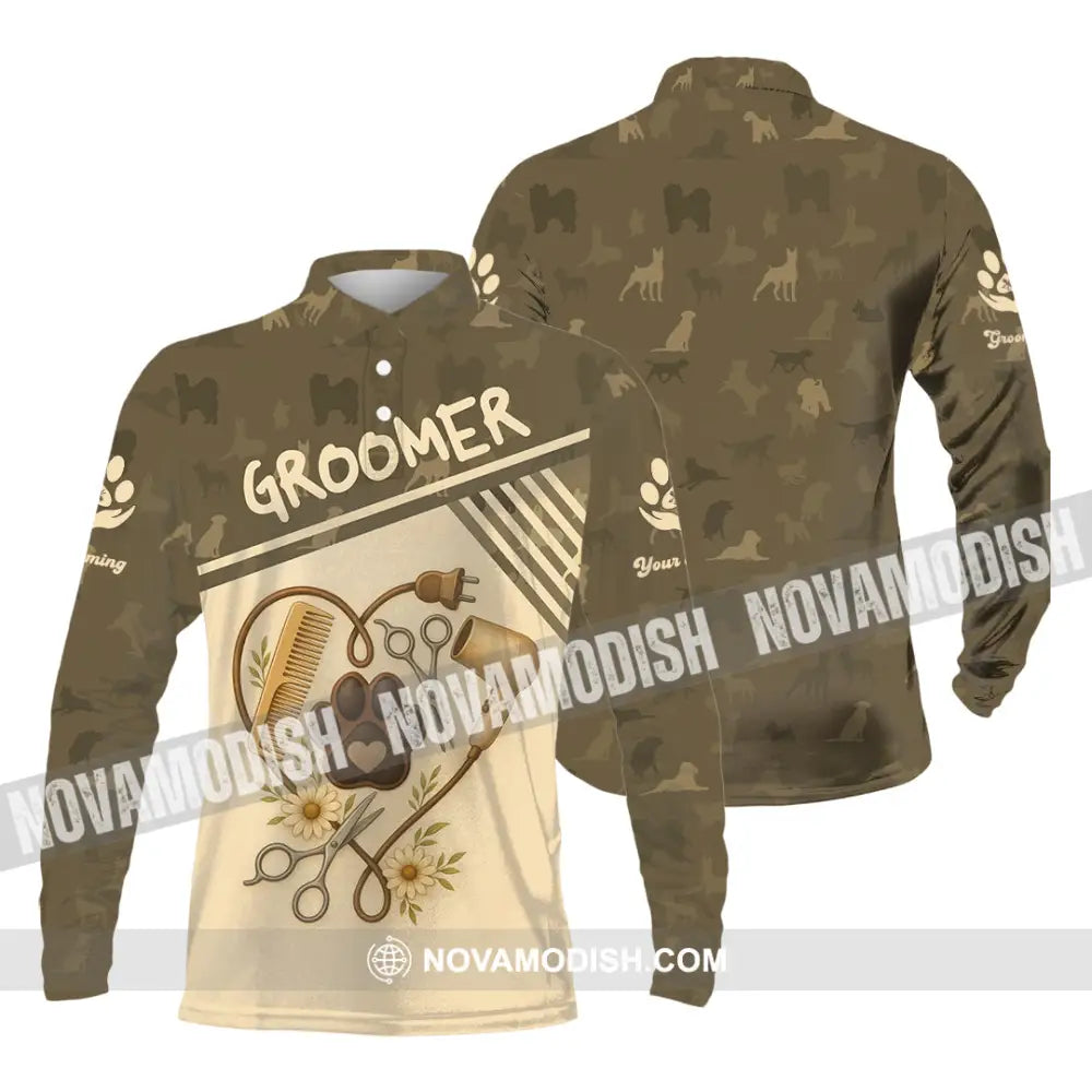 Unisex Shirt - Custom Groomer Shirt Long Sleeve Polo / S T-shirt