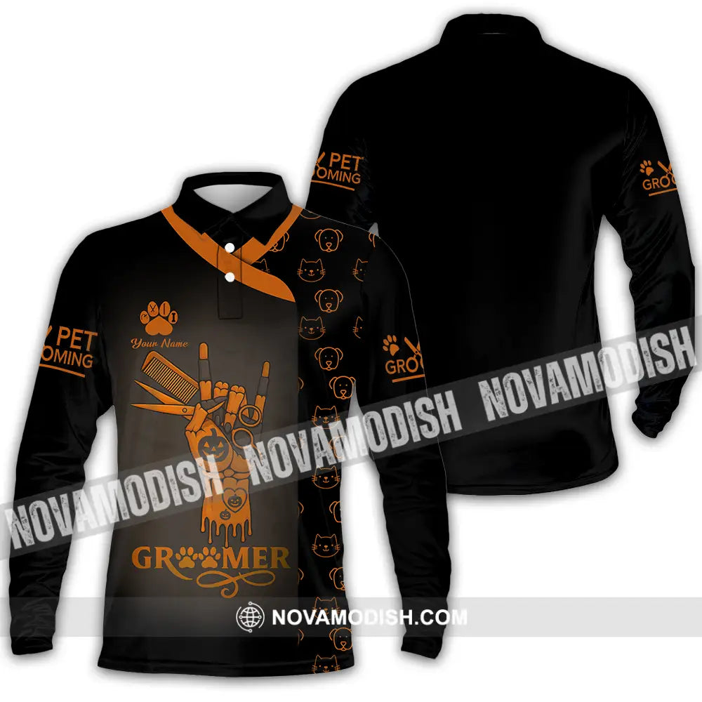 Unisex Shirt - Custom Groomer Shirt Long Sleeve Polo / S T-shirt