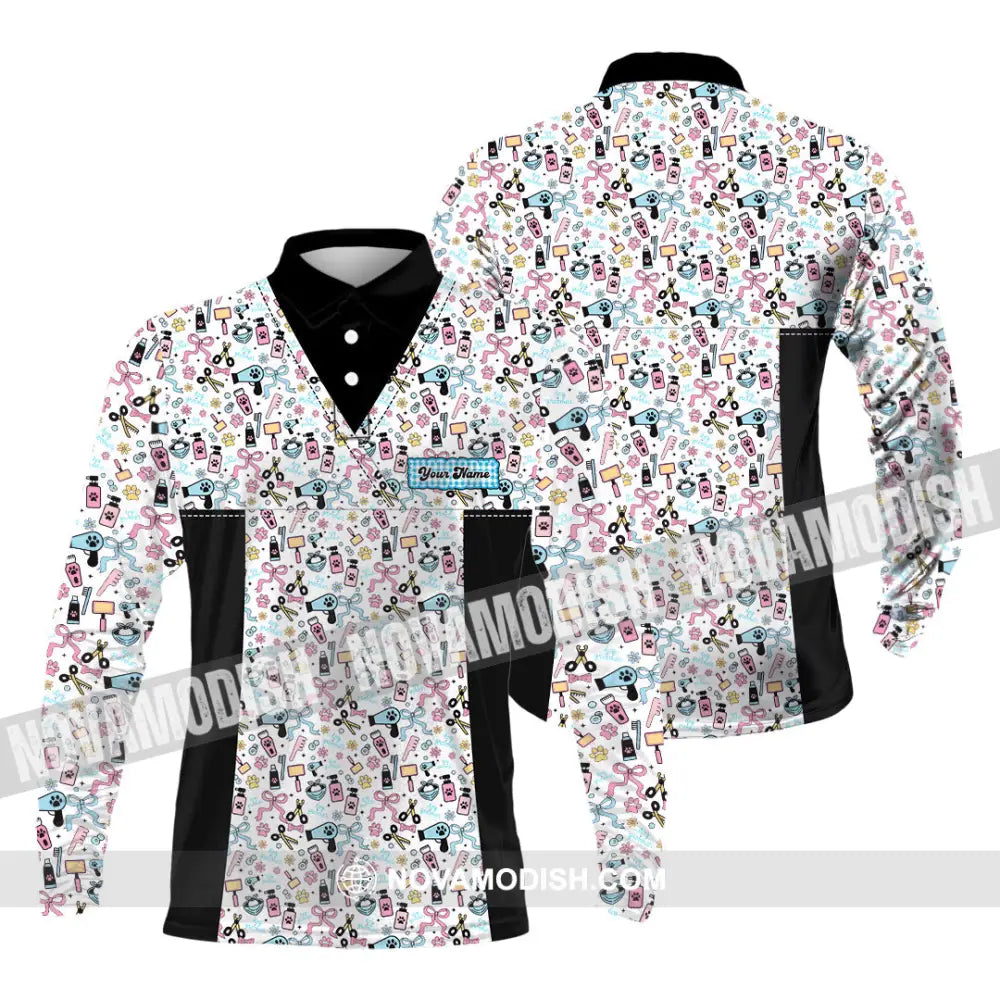 Unisex Shirt - Custom Groomer Shirt Long Sleeve Polo / S T-shirt