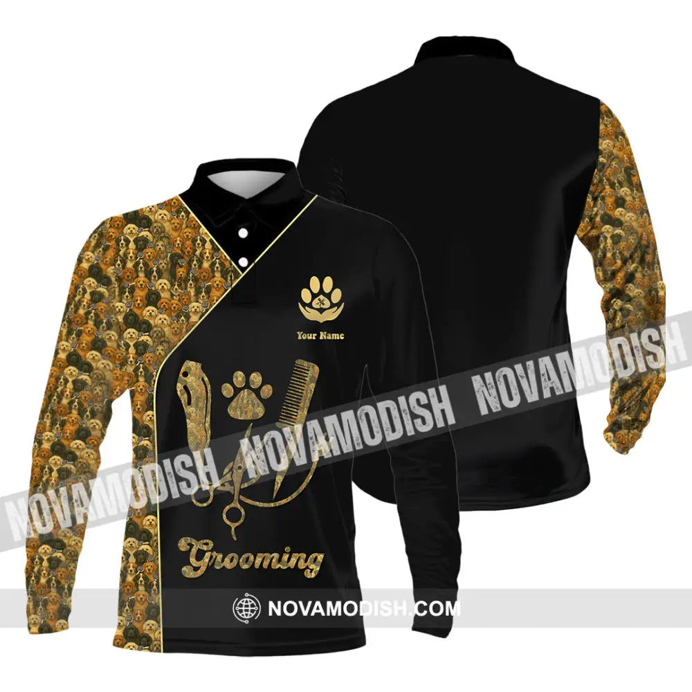 Unisex Shirt - Custom Groomer Shirt Long Sleeve Polo / S T-shirt