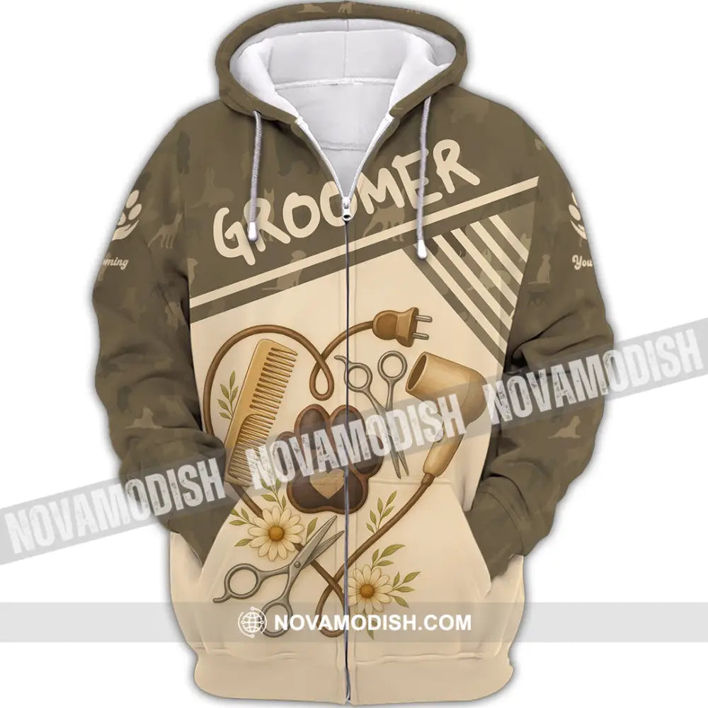 Unisex Shirt - Custom Groomer Shirt Zipper Hoodie / S T-shirt