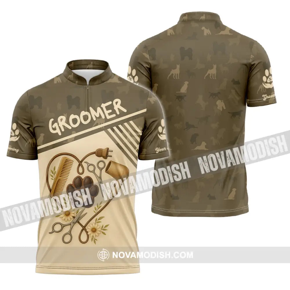 Unisex Shirt - Custom Groomer Shirt Zipper Polo Shirt / S T-shirt