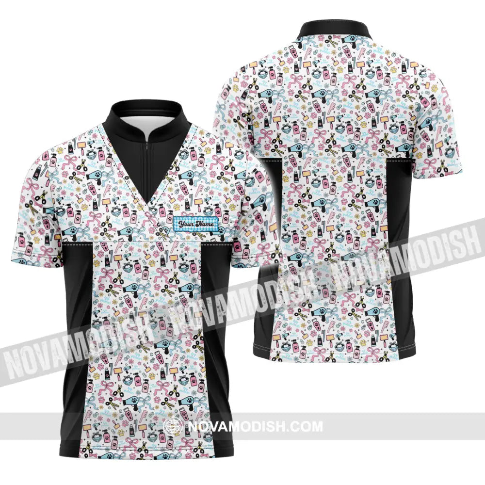 Unisex Shirt - Custom Groomer Shirt Zipper Polo Shirt / S T-shirt