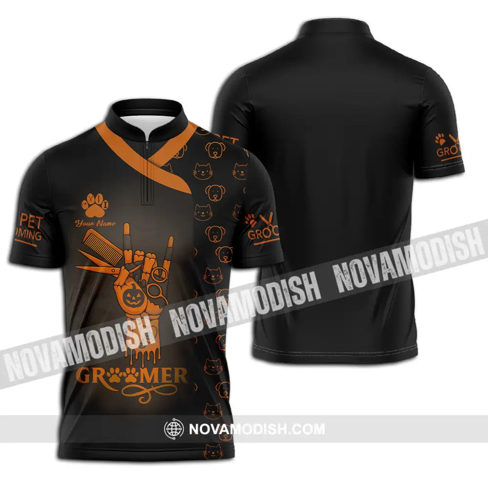 Unisex Shirt - Custom Groomer Shirt Zipper Polo Shirt / S T-shirt