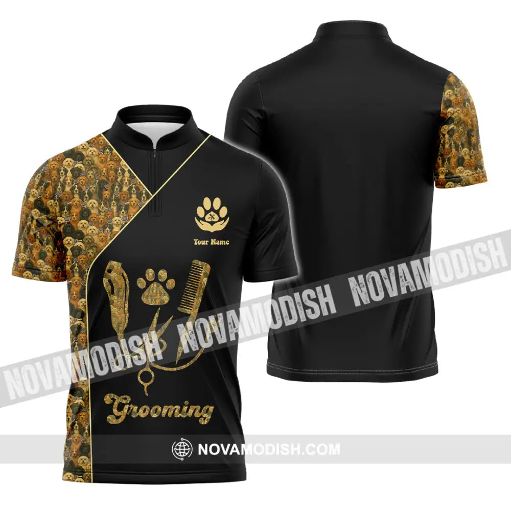 Unisex Shirt - Custom Groomer Shirt Zipper Polo Shirt / S T-shirt