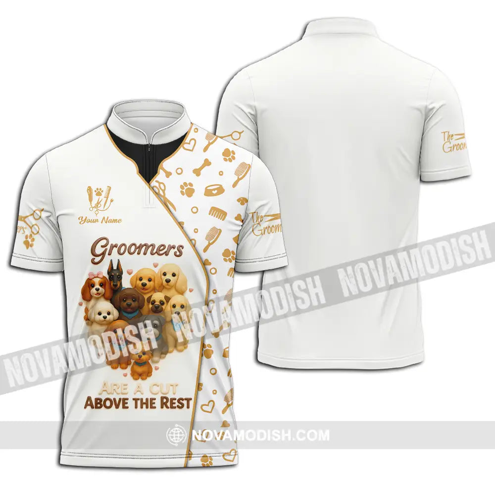 Unisex Shirt - Custom Groomers Are A Cut Above The Rest Shirt Zipper Polo Shirt / S T-shirt