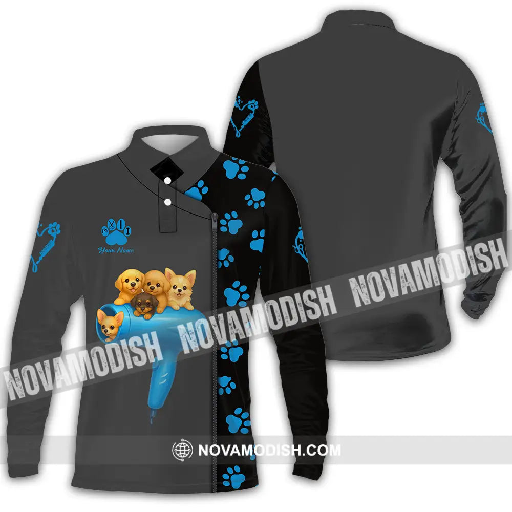 Unisex Shirt - Custom Groomers Shirt Long Sleeve Polo / S T-shirt