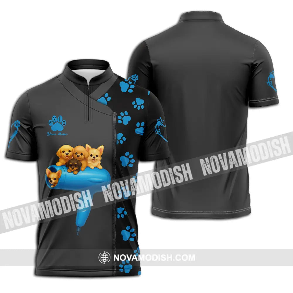 Unisex Shirt - Custom Groomers Shirt Zipper Polo Shirt / S T-shirt