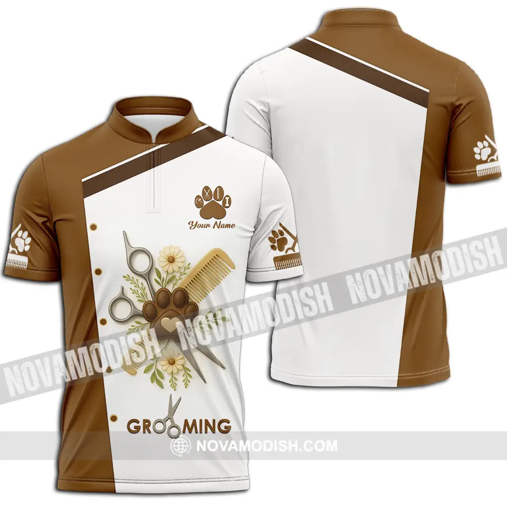 Unisex Shirt - Custom Grooming Shirt Zipper Polo Shirt / S T-shirt