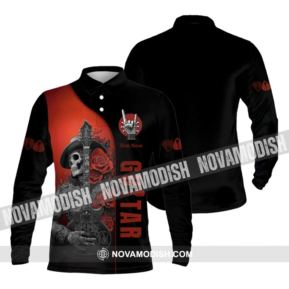 Unisex Shirt - Custom Guitar Player Shirt Long Sleeve Polo / S T-shirt