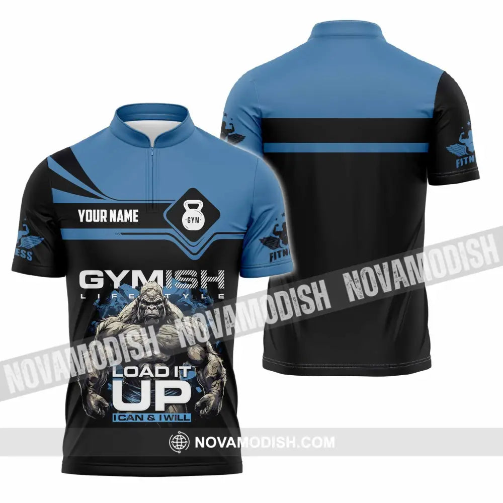 Unisex Shirt - Custom Gymish Life Style Load It Up Shirt Zipper Polo Shirt / S T-shirt