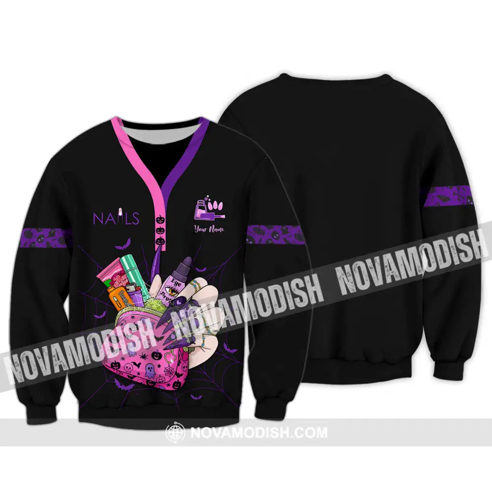 Unisex Shirt - Custom Halloween Nails Artist Shirt Long Sleeve / S T-shirt