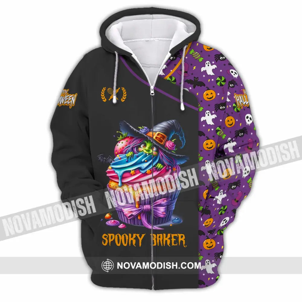 Unisex Shirt - Custom Halloween Spooky Baker Shirt Zipper Hoodie / S T-shirt