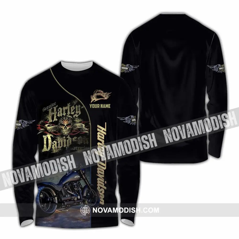 Unisex Shirt - Custom Harley Davidson Shirt Long Sleeve Shirt / S T-shirt