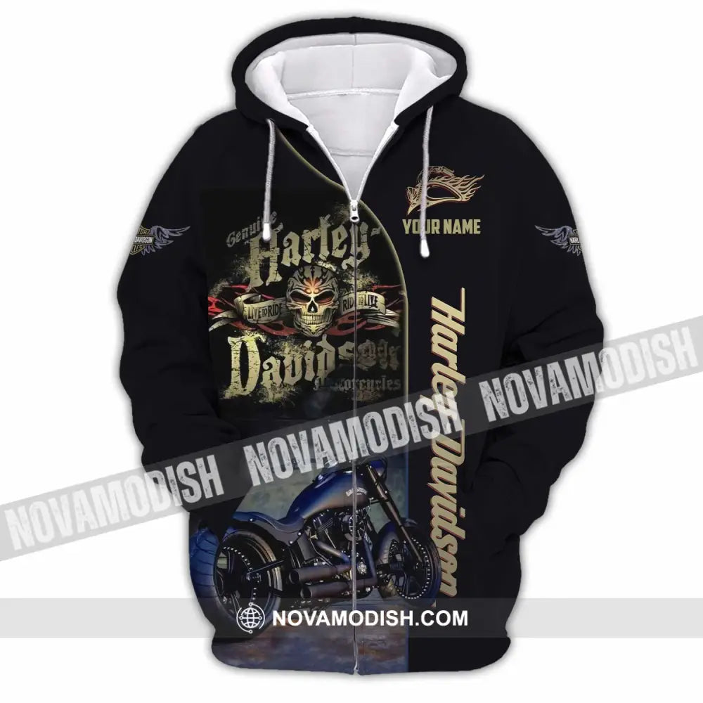 Unisex Shirt - Custom Harley Davidson Shirt Zipper Hoodie / S T-shirt