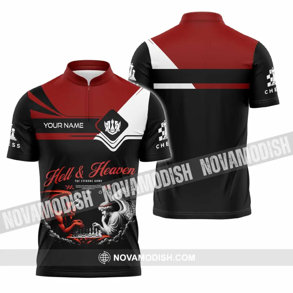 Unisex Shirt - Custom Hell And Heaven Shirt Zipper Polo Shirt / S T-shirt