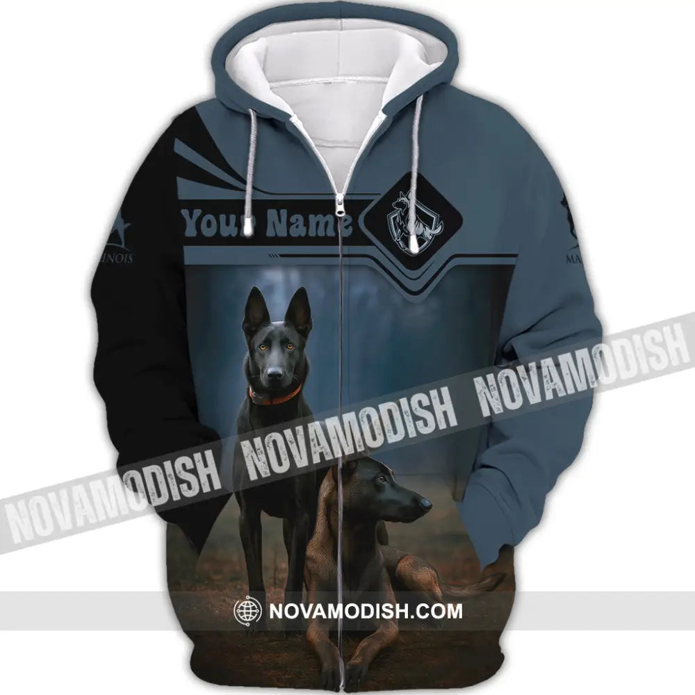 Unisex Shirt - Custom I Love My Belgian Malinois Pet Lover Shirt Zipper Hoodie / S T-shirt