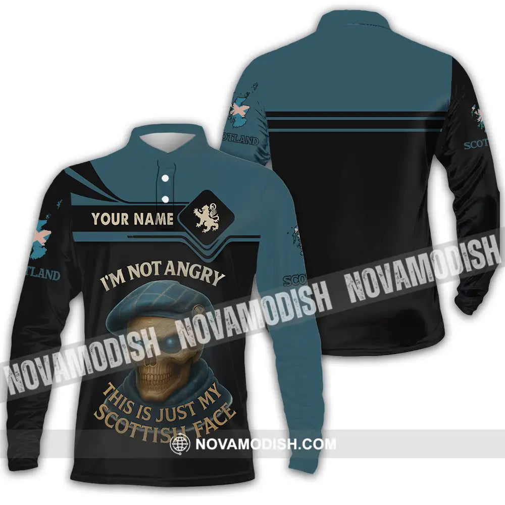 Unisex Shirt - Custom I’m Not Angry This Is Just My Scottish Face Shirt Long Sleeve Polo / S T-shirt