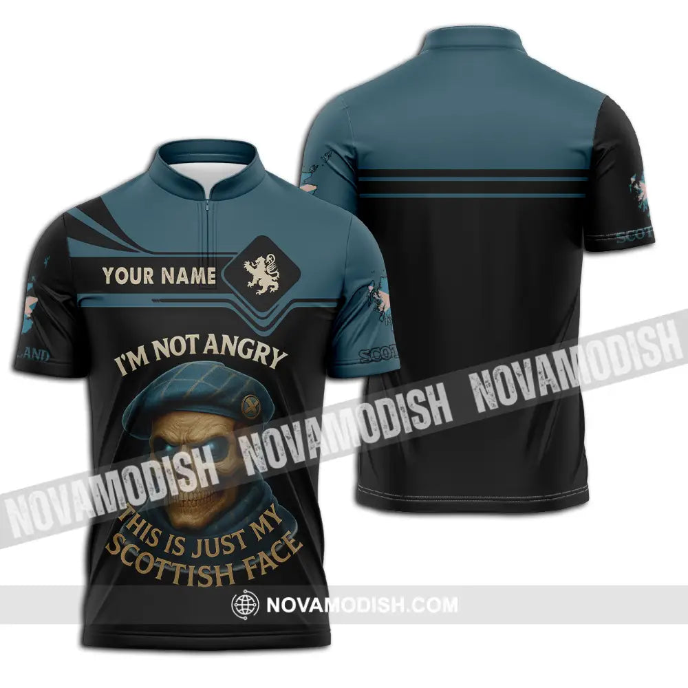 Unisex Shirt - Custom I’m Not Angry This Is Just My Scottish Face Shirt Zipper Polo Shirt / S T-shirt