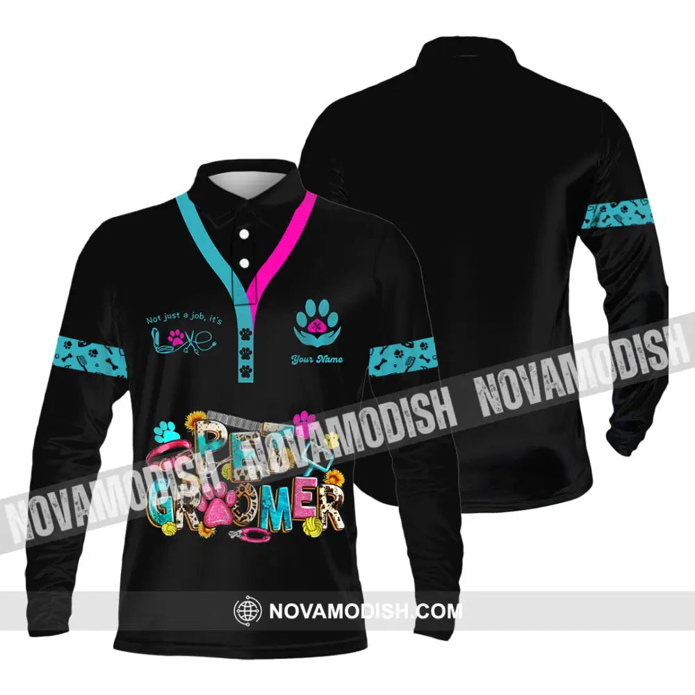 Unisex Shirt - Custom It’s Not Just A Job It’s Love Pet Groomer Shirt Long Sleeve Polo / S T-shirt