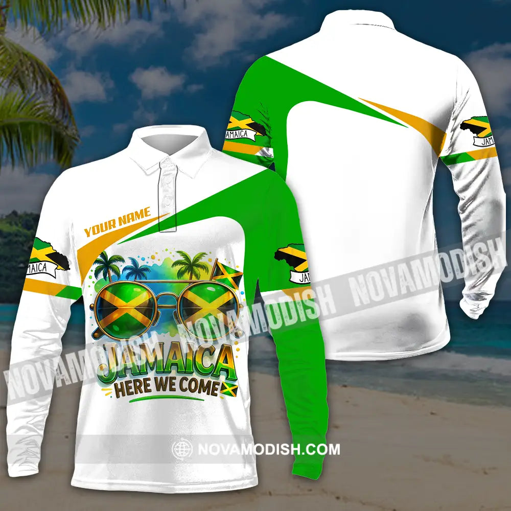 Unisex Shirt - Custom Jamaica Here We Come Shirt Long Sleeve Polo / S T-shirt