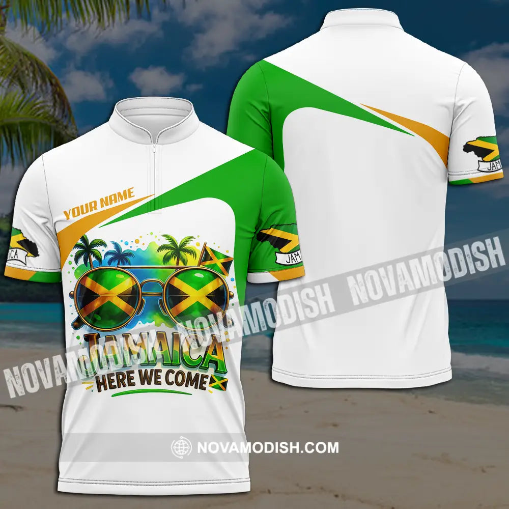 Unisex Shirt - Custom Jamaica Here We Come Shirt Zipper Polo Shirt / S T-shirt