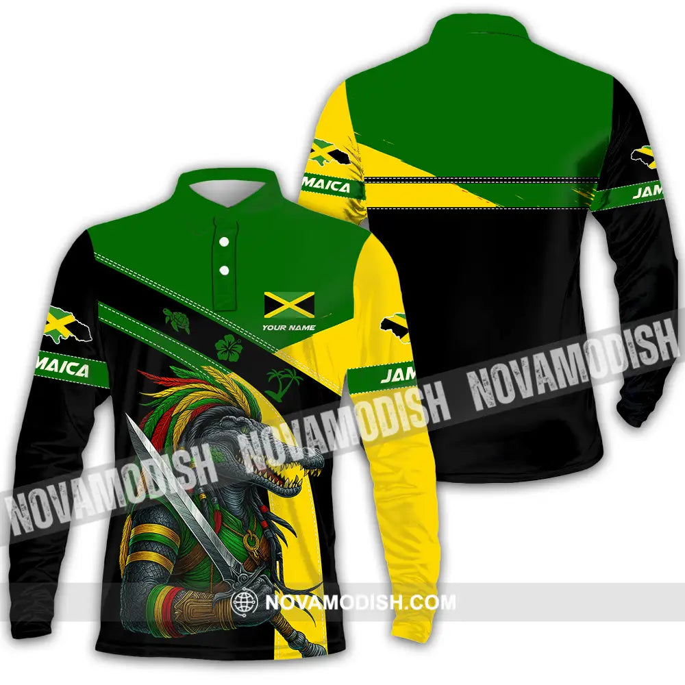 Unisex Shirt - Custom Jamaica Shirt Long Sleeve Polo / S T-shirt
