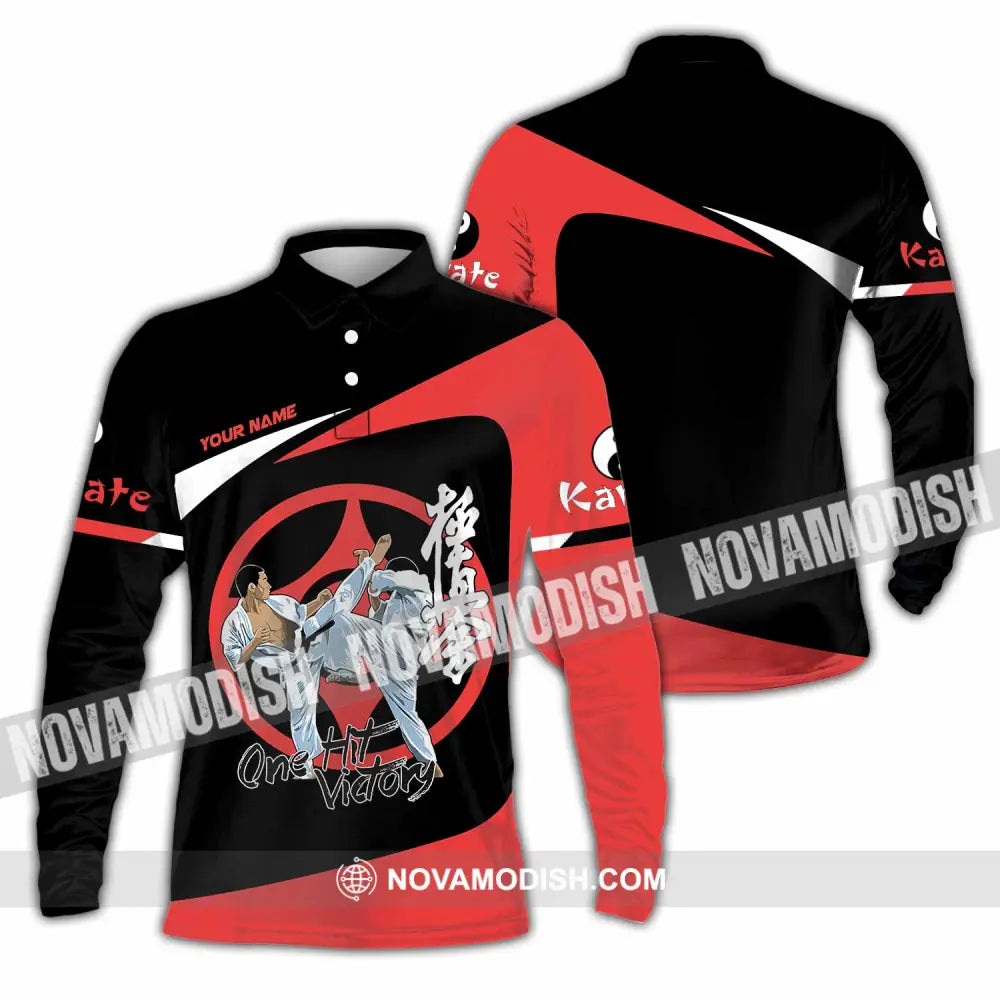 Unisex Shirt - Custom Karate One Hit Victory Shirt Long Sleeve Polo / S T-shirt