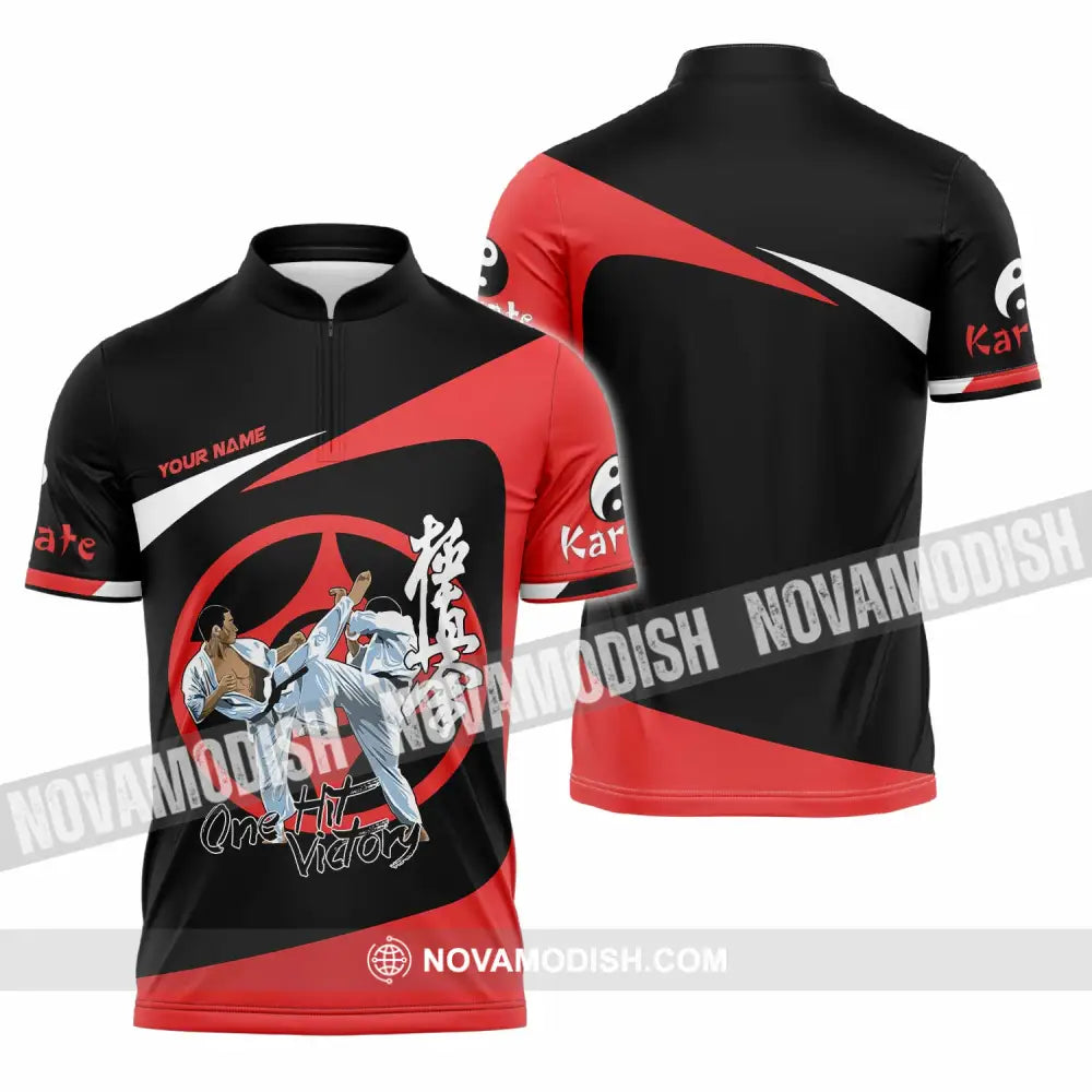 Unisex Shirt - Custom Karate One Hit Victory Shirt Zipper Polo Shirt / S T-shirt