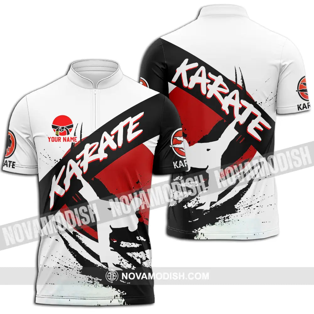 Unisex Shirt - Custom Karate Sport Shirt Zipper Polo Shirt / S T-shirt