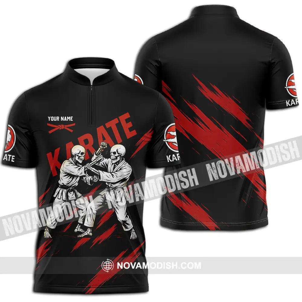 Unisex Shirt - Custom Karate Sport Shirt Zipper Polo Shirt / S T-shirt
