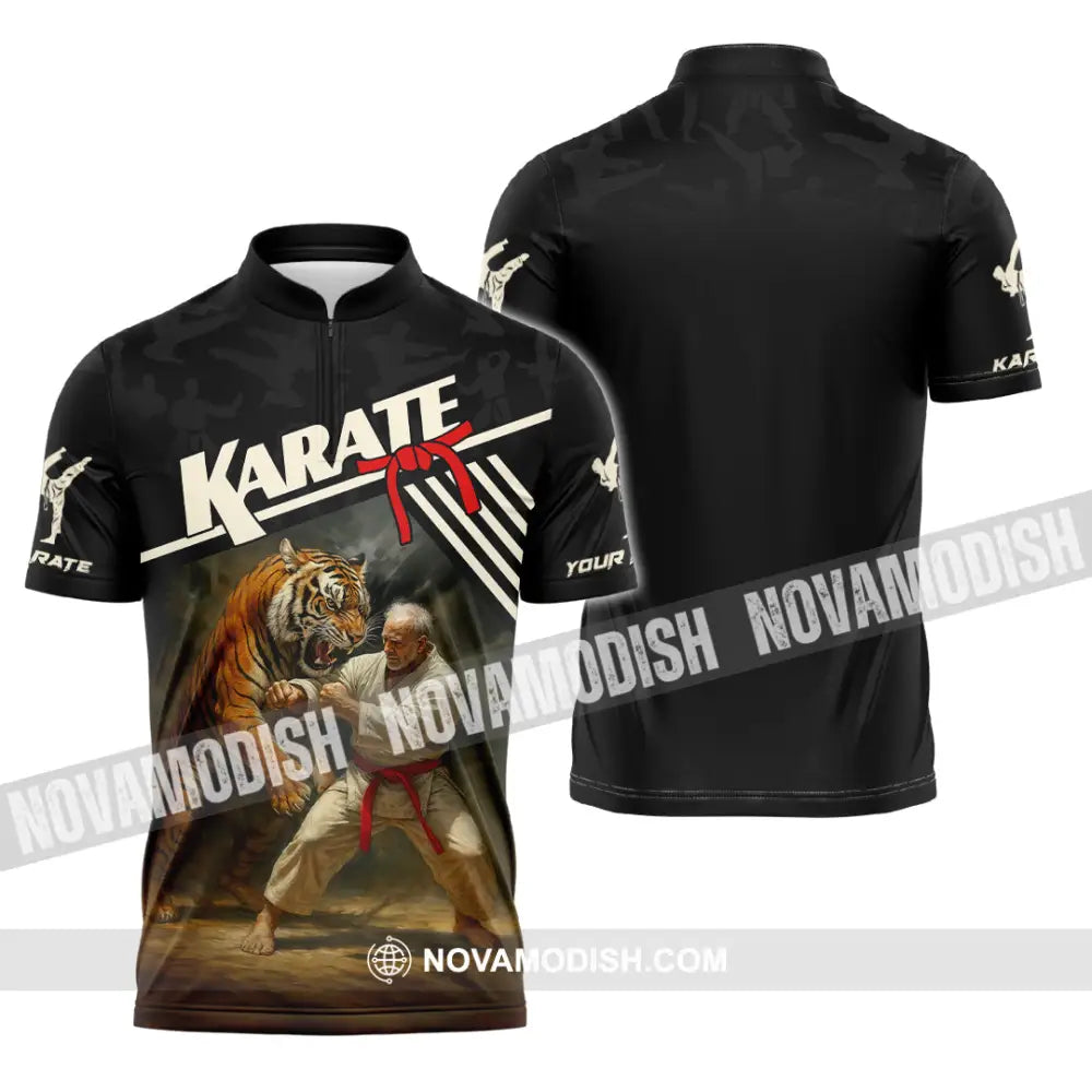 Unisex Shirt - Custom Karate Sport Shirt Zipper Polo Shirt / S T-shirt