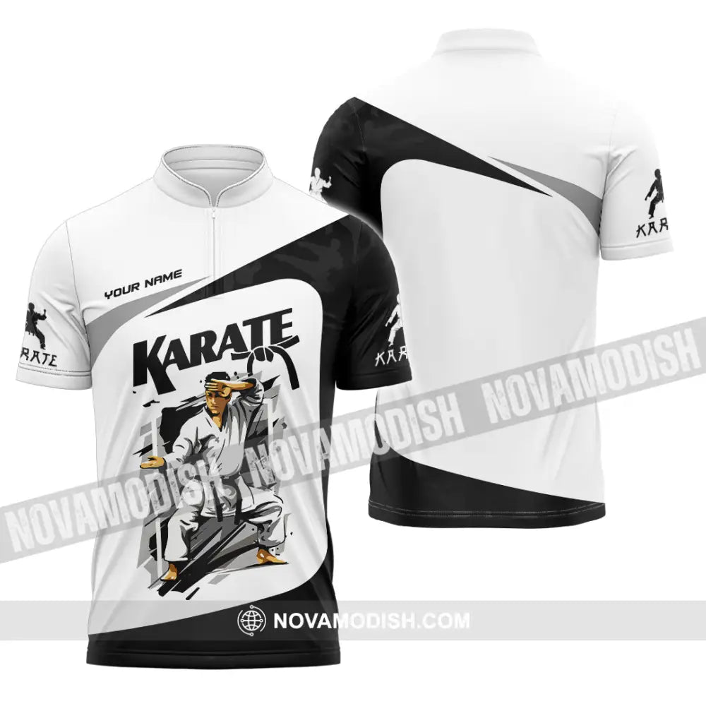 Unisex Shirt - Custom Karate Sport Shirt Zipper Polo Shirt / S T-shirt