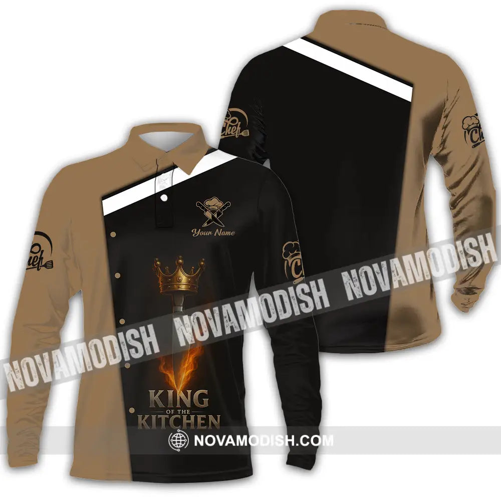 Unisex Shirt - Custom King Of Kitchen Chef Shirt Long Sleeve Polo / S T-shirt