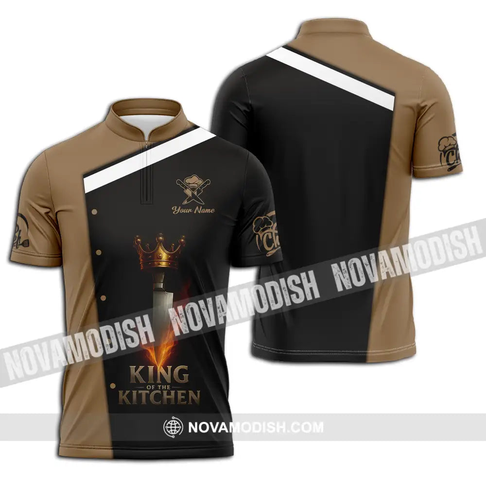 Unisex Shirt - Custom King Of Kitchen Chef Shirt Zipper Polo Shirt / S T-shirt