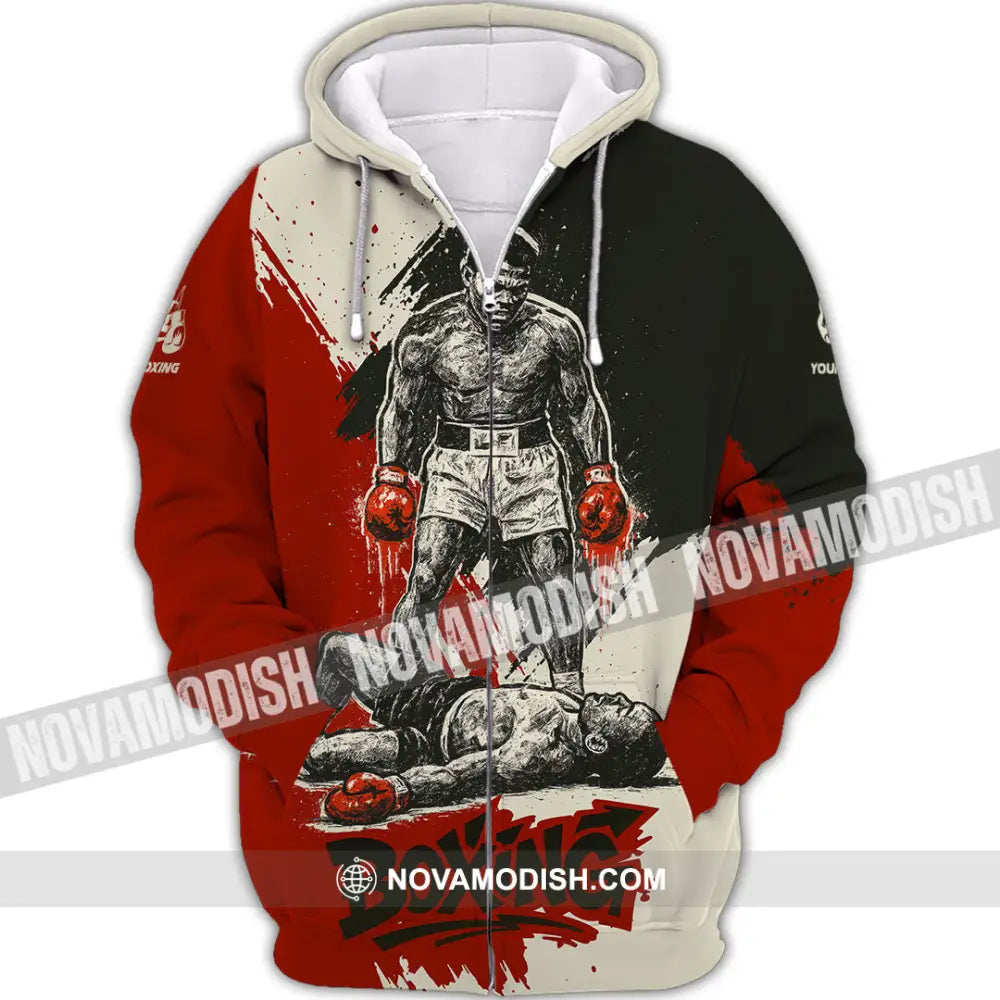 Unisex Shirt - Custom Knock Out Boxing Sport Shirt Zipper Hoodie / S T-shirt