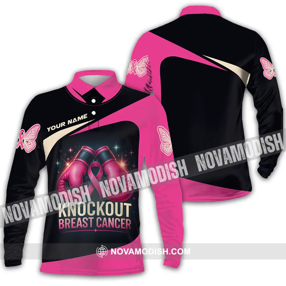 Unisex Shirt - Custom Knock Out Breast Cancer Shirt Long Sleeve Polo / S T-shirt
