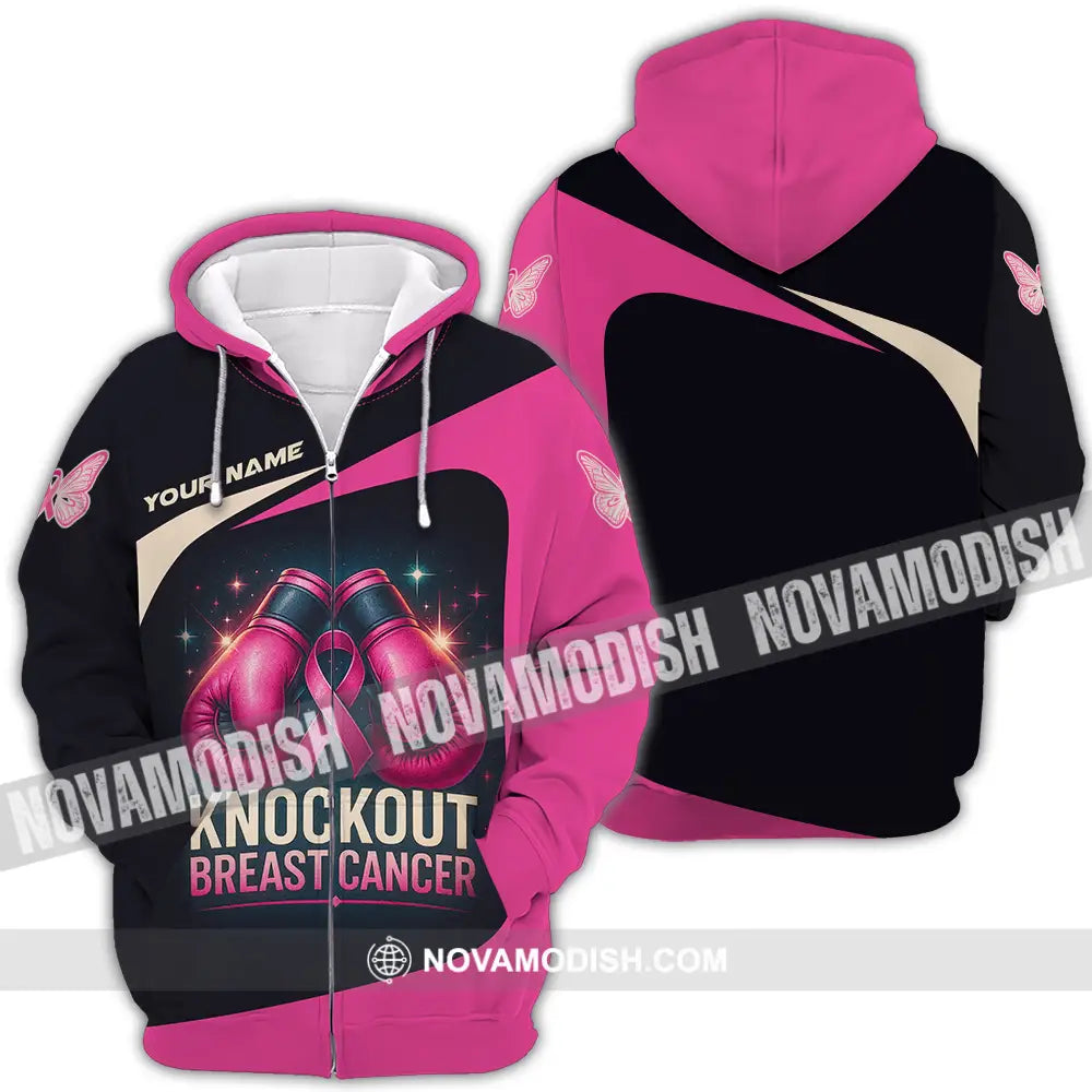 Unisex Shirt - Custom Knock Out Breast Cancer Shirt Zipper Hoodie / S T-shirt