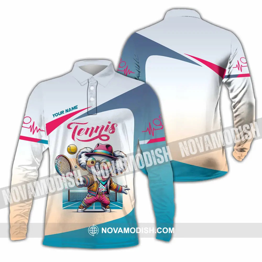 Unisex Shirt - Custom Koala Tennis Sport Shirt Long Sleeve Polo / S T-shirt