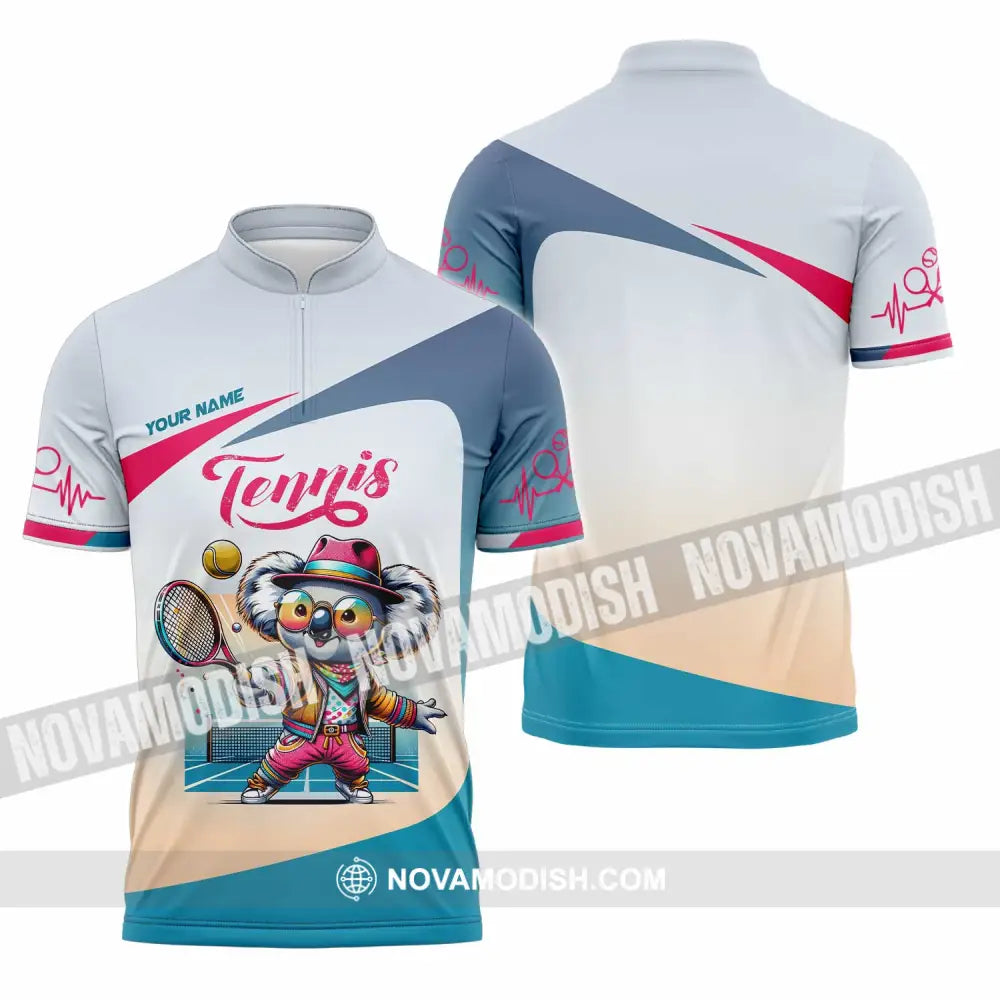 Unisex Shirt - Custom Koala Tennis Sport Shirt Zipper Polo Shirt / S T-shirt