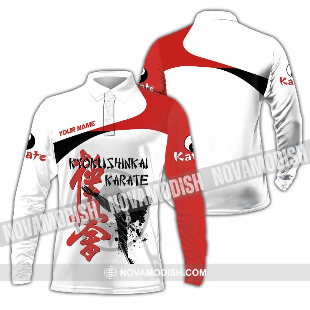 Unisex Shirt - Custom Kyokushin Karate Shirt Long Sleeve Polo / S T-shirt