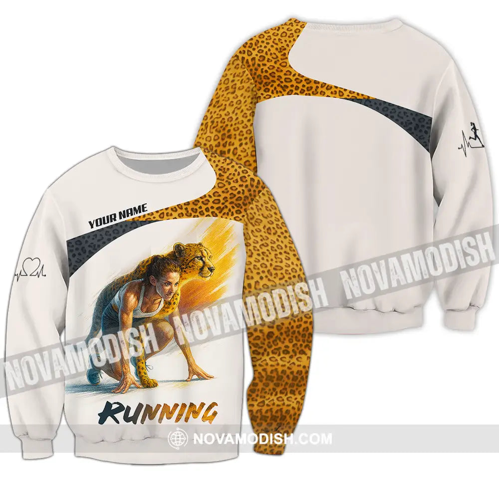 Unisex Shirt - Custom Leopard Running Shirt Long Sleeve / S T-shirt